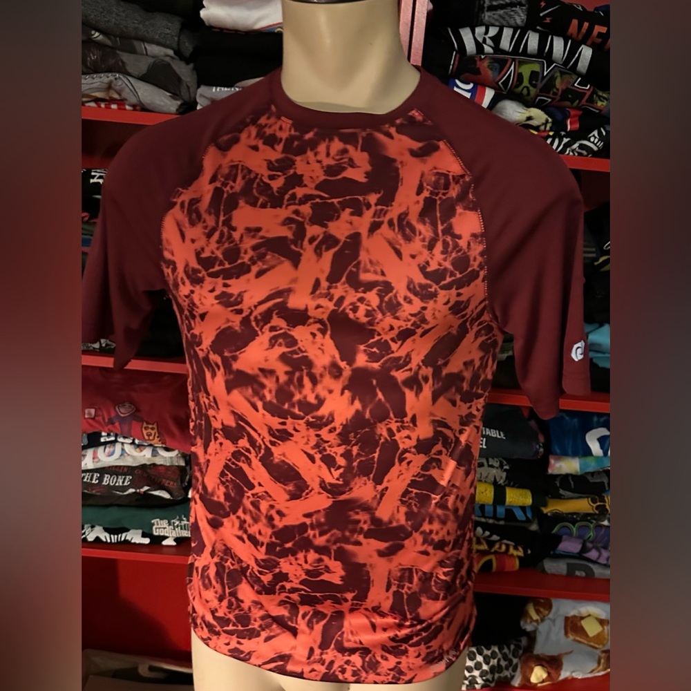 SB TECH CoolPlay Short Sleeve Maroon & Peach Activewear Shirt X Size : Small